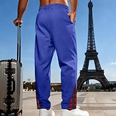 Herre Joggebukser Bukser Snorer Lomme Elastisk midje Ruter Komfort Sport & Utendørs Daglig Mote Fritid Svart Hvit Mikroelastisk billige Rett ben-Herre Joggebukser Bukser Snorer Lomme Elastisk midje Ruter Komfort Sport & Utendørs Daglig Mote Fritid Svart Hvit Mikroelastisk