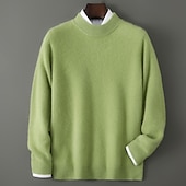 preiswerte Wollpullover für Herren-Hochwertiger Herrenpullover aus reiner Wolle und Kaschmir mit Rundhalsausschnitt, klassischer Strickpullover, weich, warm und atmungsaktiv.