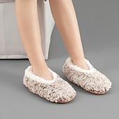 billige Hjem Tøfler-damesokker med fuzzy stjernemønster på gulvet, tykke bomulls-plysj-tøffelsokker for vinterhjemmet eller søvn, varme, koselige sklisikre innesokker