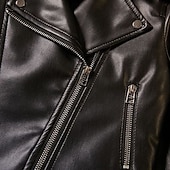 economico Giubbotti di Pelle per Ragazzi-Bambini Ragazzi Giacca in pelle nera Giacca di pelle Capispalla Semplice Manica Lunga Con zip Impermeabile Antivento Cappotto Quotidiano Moda Casual Nero Primavera Autunno 4-12 Anni
