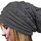 billige Hatter-Dame Hatt Vinterhatter Varm Ferie Helg Strikket Ren farge