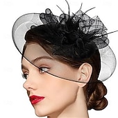 billige Fascinatorer-fascinators Tøy Fjær Fedora Bryllup Te Fest Hesteløp cocktail Elegant Årgang dame Med Fjær Hodeplagg Hodeplagg