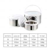 economico Set da Cucina-Contenitore termico per alimenti in acciaio inossidabile da 3 pezzi, contenitore termico portatile a prova di perdite per zuppa da viaggio, campeggio all&#039;aperto, bianco