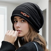 billige Hatter-Dame Hatt Vinterhatter Brimless hatter Vindtett Varm Gate Daglig Helg Strikket Ren farge