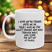 levne Šálky a hrnečky-Vtipný dárkový hrnek, hrnek s motivem "Doufám, že zůstaneme duchové", strašidelné přátelství, šálek kávy pro nejlepší přátele, roztomilý vánoční dárek, strašidelné navždy, dárek pro přátele