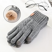 Недорогие Мужские шарфы и перчатки-Муж. 1 пара С пальцами Зимние Вязаные перчатки Перчатки без пальцев Мода Современное Перчатки Сохраняет тепло Вязанная Флис Полотняное плетение Осень Черный Темно синий Кофейный Серый