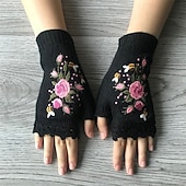 halpa Käsineet-Naisten 1 pari Puolisormi / Talvi käsineet / Neulotut käsineet Katutyyli / Ulkoilma Hanskat - Painettu / Kukka