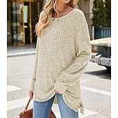 halpa Naisten Yksinkertaiset Paidat-Naisten Pusero Yhtenäinen väri Tyylikäs Vapaa-aika Pitkähihainen Tiukka pyöreä kaula-aukko Tavalliset topit Päivittäin Rypytetty Ruohonvihreä Musta Punastuvan vaaleanpunainen Viini Sininen Kevät