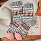 preiswerte Socken-Damen Strümpfe Outdoor Farbblock Polyester Urlaub Lässig Elastisch Warm 1 Paar