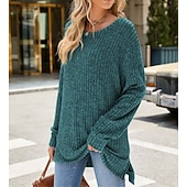 halpa Naisten Yksinkertaiset Paidat-Naisten Pusero Yhtenäinen väri Tyylikäs Vapaa-aika Pitkähihainen Tiukka pyöreä kaula-aukko Tavalliset topit Päivittäin Rypytetty Ruohonvihreä Musta Punastuvan vaaleanpunainen Viini Sininen Kevät