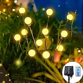 billige Landskapslys-6 i 1 Utendørs Solcelle Vanntett Fyrverkeri Bakke Plugg Inn Lys 48LED Stråler Gårdsplass Hage Gressbane Park Atmosfære Dekorasjon Lys Landskapslys 8 Funksjon Fjernkontroll