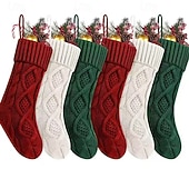 Недорогие Чулки и держатели-Рождественский чулок 18 дюймов (примерно 45,7 см) вязаный рождественский чулок, украшение для семейного праздника, большой чулок, подходящий для подарков семье, друзьям и детям