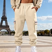 economico Carico-Per uomo Pantaloni da tuta Pantaloni in Pile Joggers Pantaloni Pantaloni invernali Coulisse Tasca Elastico in vita Patchwork Comodità Caldo Sport all'Aperto Quotidiano Moda Casual Nero Bianco