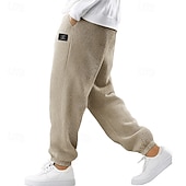 tanie Dresy-Męskie Gofrowana Spodnie dresowe Biegacze Spodnie Spodnie codzienne Ściągana na sznurek Elastyczny mankiet Jednokolorowe Komfort Pełna długość Na zewnątrz Codzienny Streetwear Moda Szykowne i