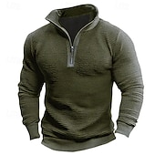 cheap Basic Sweatshirts-Men's Sweatshirt Quarter Zip Sweatshirt Wine Army Green Brown Coffee Gray Half Zip Plain Half Zip Sports &amp; Outdoor Daily Holiday Polyester Streetwear Basic Casual Fall Winter Clothing Apparel Hoodies