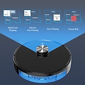 economico Elettrodomestici-Robot combinato per spazzare e lavare i pavimenti con app di navigazione lidar, mappatura intelligente, zone vietate al lavaggio e impostazioni per pareti invisibili, ricarica automatica, batteria a