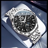 ieftine Ceasuri Mecanice-Noul ceas business Olevs pentru bărbați are un calendar perpetuu luminos, faze lunare și calendar. Este un ceas mecanic automat pentru bărbați, la modă, casual și multifuncțional.