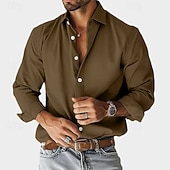 economico Camicie eleganti da uomo-Per uomo Camicia Camicia elegante Camicia casual Semplice All'aperto Streetwear Nero Bianco Blu marino Blu Manica Lunga Bavero Estate Primavera Abbigliamento Puro