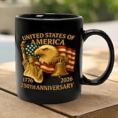 Недорогие Кружки и чашки-Кружка к 250-летию США, рождественский подарок, кружка с патриотическим колпачком, керамическая кружка для кофе на 11 унций, патриотическая ретро-кружка с изображением белоголового орлана и американского флага для мужчин и женщин, подарок на День независи