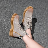 economico Stivali da lavoro-Per uomo Stivali Stivali da Lavoro Camminata Vintage Quotidiano PU Aumento Altezza Confortevole Stivali a Metà Polpaccio Allacciatura Tessuto almond Nero Giallo Autunno Inverno