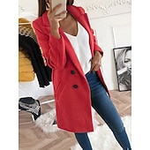 voordelige Winterjassen-Dames Winterjas Comfortabel Ademend Zak Knop Casual Effen Vakantie Straat Casual Alledaagse kleding Enkele rij knopen Lang Strijkijzer Normale pasvorm Lange mouw bovenkleding Zwart Geel Rood Lente