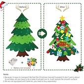 cheap Collectible Figurines-Felt Christmas Tree Set with Led String Light, 3.2ft Wall Hanging DIY Xmas Decorations Tree with Detachable Ornaments Snowman Christmas Decorations New Year Gift for Kids Boys and Girls Home