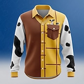 abordables Diseño Geométrico-Hombre Patrones de cuadrícula / cuadros Disfraz Diseño de cuello falso y traje Camisa Abotonar la camisa Manga Larga Moda informal Festivos Casual Diario Primavera Otoño Cuello Vuelto Impresión 3D