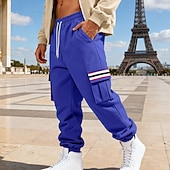 economico Carico-Per uomo Pantaloni da tuta Pantaloni in Pile Joggers Pantaloni Pantaloni invernali Coulisse Tasca Elastico in vita Patchwork Comodità Caldo Sport all'Aperto Quotidiano Moda Casual Nero Bianco