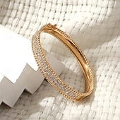 ieftine Brățări-Zirconia cubică Stil Vintage Clasic Forma alfabetului Modă Personalizat Simplu La modă Crom Bijuterii brățară Argintiu / Auriu Pentru Nuntă Petrecere Logodnă Bal