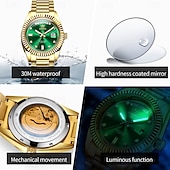 Недорогие Механические часы-OLEVS Мужские механические часы Роскошная мода Камни бизнес Светящийся календарь Водонепроницаемые часы на стальном ремешке