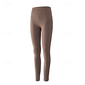 abordables Leggings y mallas de yoga-Women's Base Layer Bottom Thermal Underwear High Waist Outdoor Running Fitness Bottoms Solid Color Light Coffee Black Red Winter Sports Activewear