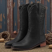 economico Stivali da cowboy e occidentali-stivali da cowboy da uomo in similpelle marrone scuro con ricami intricati: calzature eleganti e resistenti per occasioni in stile western e per l'uso quotidiano