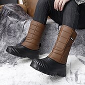 abordables Botas de invierno y nieve-Botas de nieve impermeables marrones para hombre: aislantes y duraderas, perfectas para deportes de invierno, raquetas de nieve y aventuras al aire libre.