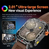 Nowy globalny smartwatch 2,01 cala, 1100 mAh, duża bateria, kompas LED, męski zegarek sportowy do użytku na świeżym powietrzu, asystent głosowy, połączenia bezprzewodowe tanie Inteligentne bransoletki-Nowy globalny smartwatch 2,01 cala, 1100 mAh, duża bateria, kompas LED, męski zegarek sportowy do użytku na świeżym powietrzu, asystent głosowy, połączenia bezprzewodowe