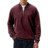 economico Felpe di base-Per uomo Maglia Felpa con zip corta Nero Rosso Blu marino Verde scuro Viola Mezza zip Semplice Zip a un quarto Sport &amp; Outdoor Quotidiano Ferie Poliestere Streetwear Essenziale Casual Primavera