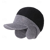 economico Cappelli da uomo-Per uomo Unisex Cappello con paraorecchie Cappelli Invernali Cappello lavorato a maglia Berretto Invernale Cappello Berretto Invernale Nero Blu marino Poliestere Lavorato a maglia Accogliente