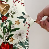 abordables Funda navideña-Fundas navideñas para sillones y sofás, confeccionadas en poliéster elástico teñido con hilo, con diseño de plantas, ideales para la decoración navideña del hogar.