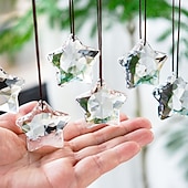 baratos Ornamentos-Conjunto de 6 enfeites de Natal em vidro transparente facetado em formato de estrela, ideais para centros de mesa, captadores de luz solar e decoração de cristal para árvores de Natal, janelas,