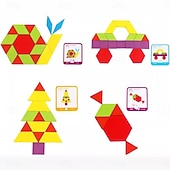 Χαμηλού Κόστους παζλ-155 τεμάχια ξύλινα μπλοκ με μοτίβα - παζλ με γεωμετρικά σχήματα &amp;Σετ σχεδίασης με κάρτες - εκπαιδευτικό παιχνίδι Montessori για παιδιά 3