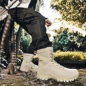 economico Scarponi da trekking-stivali da combattimento impermeabili marroni da uomo con suola ammortizzante e supporto rinforzato alla caviglia, calzature tattiche resistenti per lavoro, escursionismo e campeggio