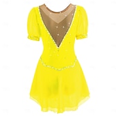 cheap Figure Skating Dresses-Figure Skating Dress Women's Ice Skating Dress Yan pink Violet White / White Mesh Spandex Leisure Sports Practice Competition Skating Wear Handmade Short Sleeve Skating / Rhinestone