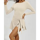 baratos Vestido Feminino-Mulheres Cor Sólida Vestido de tênis Vestido esportivo Manga Longa Fashion Tênis Pickleball Corrida Conjuntos Preto Rosa claro Cáqui Roupas de tênis