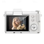 お買い得  アクションカメラ-1080P HDポータブルCCDカメラ 4Kレンズ フリップスクリーン USB充電式リチウムポリマーバッテリー 初心者向け旅行Vlogging 完璧なバレンタインデーギフト 初心者カメラ