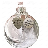 ieftine Ornamente-Ornament memorial de Crăciun 6 cm, o bucată din inima mea este în rai, inimă cu pene, decorațiune agățată în memoria pierderii unei persoane dragi, cadou de aducere aminte