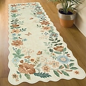 economico Tappeti corridoio-Tappeto runner per soggiorno e corridoio morbido antiscivolo lavabile in lavatrice lungo floreale in velluto cristallo resistente alla polvere durevole facile da pulire tappetino di stile vintage per