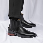 お買い得  チェルシーブーツ-メンズブラウンフェイクレザーチェルシーブーツ - スタイリッシュなスリッポンデザイン、快適で多用途、フォーマルやスマートカジュアルなシーンに最適