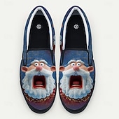  Men's Christmas Santa Graphic Slip-On Sneakers – Fun 3D Santa Face, Comfortable Casual Style, Perfect for Holiday Parties & Christmas Celebrations
