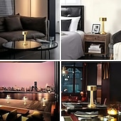 tanie Lampy stołowe-Nowoczesna, minimalistyczna metalowa lampa stołowa do biura, z funkcją oświetlenia, sterowana dotykowo, z możliwością ładowania, z 3-stopniową regulacją jasności, do biura, sypialni, gabinetu, na