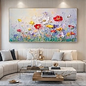 Недорогие Картины с цветочными мотивами-Нарисованная вручную красочная картина маслом на холсте, оригинальная большая флора, растение, пейзаж, настенная живопись, современный диван, фон, декор для стены