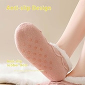 voordelige Lakens &amp; Kussensloop-dikke pantoffels voor dames, vloersokken, antislip en warme voetsokken, dikke warme damesschoenen en sokken voor thuis